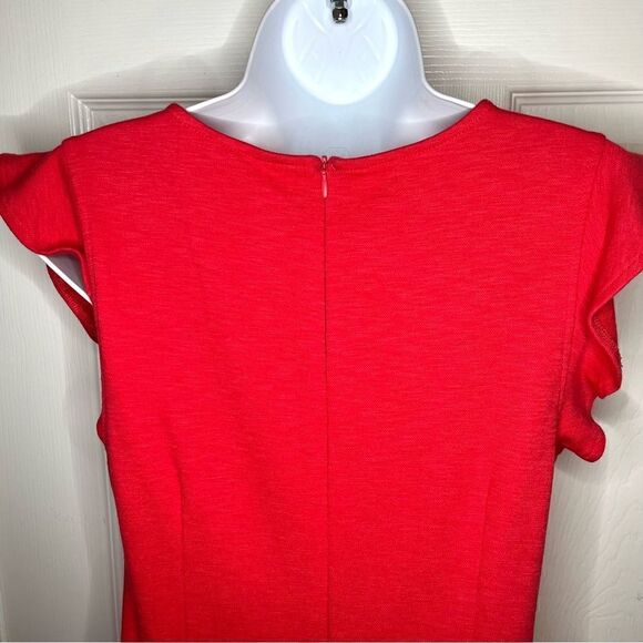 Dip Ruffle Sleeveless Stretchy Sporty Dress Orange Red 8 - Picture 7 of 9